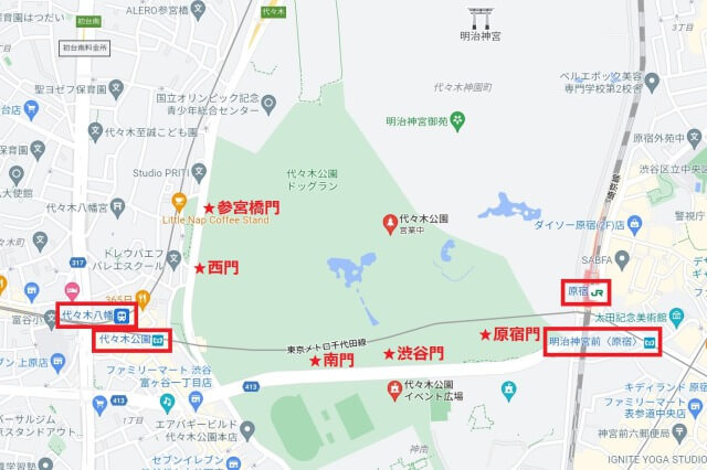 代々木公園入口へのアクセス