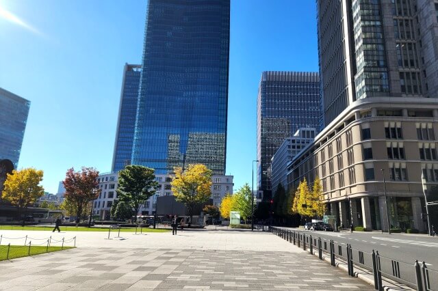 東京駅丸の内駅前広場の紅葉