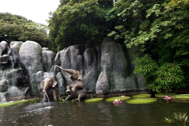 ディズニーランドのジャングルクルーズの最後は像たちがたくさん