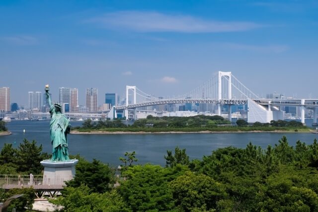 お台場海浜公園と台場公園を英語で説明