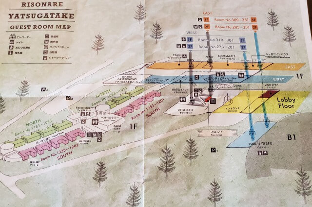 リゾナーレ八ヶ岳の施設マップ（館内図）