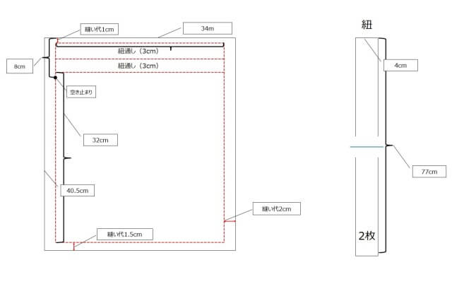 体操着袋(着替え袋)の作り方｜裏地なし・布紐の作り方も紹介！